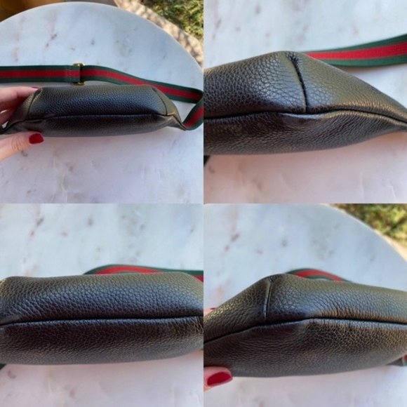 SOLD Gucci Grained Calfskin Web Logo Print Small Belt Bag - Picture 10 of 14